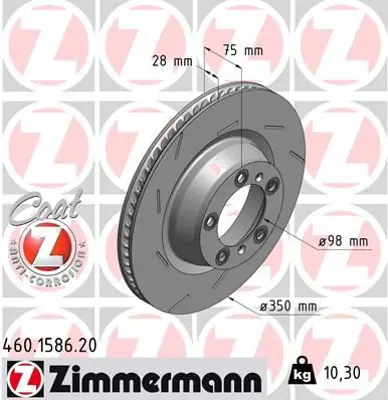 ZIMMERMANN  460.1586.20 Fren Diski Sol Arka Panamera (970) 298615601B 97035240500 97035240520