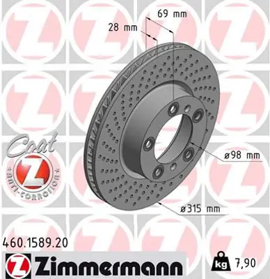 ZIMMERMANN  460.1589.20 Fren Disk 986479623-Df6778s 98135140101
