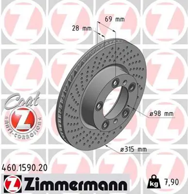 ZIMMERMANN  460.1590.20 Fren Disk 986479630-Df6779s 98135140201