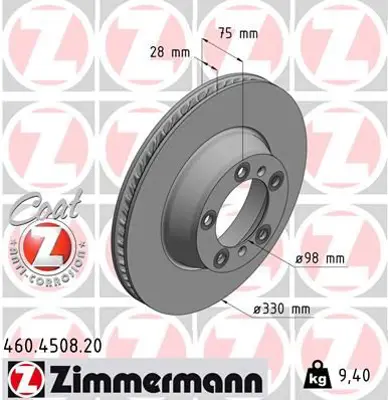ZIMMERMANN  460.4508.20 Fren Disk 971615601F