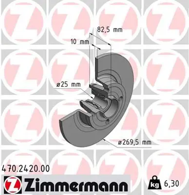 ZIMMERMANN  470.2420.00 Arka Fren Aynasi (Adet) Mgn Ii Sw 1.4-1.5 Dci-1.6-1.9 Dci 09/03>scenic 06.03>(270x10x4dl) (Poryali) 986479274-986479e71 8200317195 7701207898