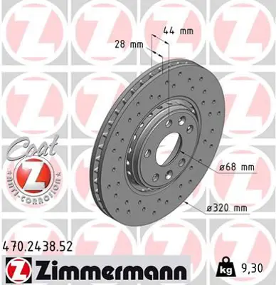 ZIMMERMANN  470.2438.52 Ön Fren Aynasi Renault Grand Scenic Iii 09> Grand Scenic Iv 16> Laguna Iii 07>15 Latitude 11> Megane Iii 09> Megane Iv 15> Megane E Tech 23> (320x28x5 Delik) Hava Kanalli Delikli 402060003R 402061792R 402064155R