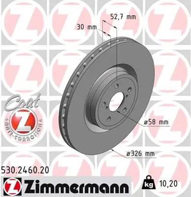ZIMMERMANN  530.2460.20 Fren Disk 26300 FE000