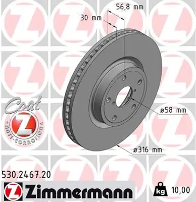 ZIMMERMANN  530.2467.20 Fren Diski 0986479d63 26300 AL010 26300 AL04A
