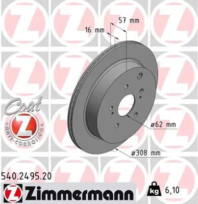 ZIMMERMANN  540.2495.20 Fren Disk 55611 77K00 55611 77K01