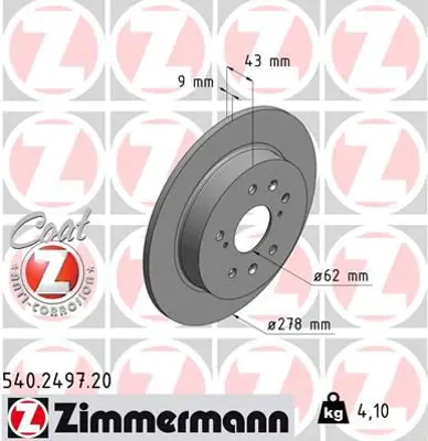 ZIMMERMANN  540.2497.20 Fren Disk 55611 80J10 55611 80J11