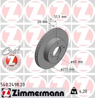 ZIMMERMANN  540.2498.20 Fren Diski  986479778 55311 M68K10
