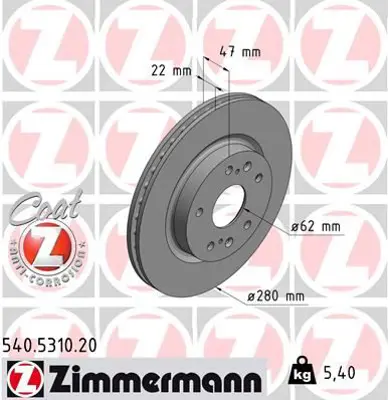 ZIMMERMANN  540.5310.20 Fren Diski  0986479c44 55311 61M00