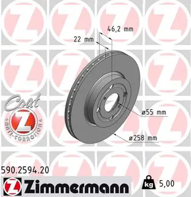 ZIMMERMANN  590.2594.20 Ön Fren Aynasi Yaris 1.0vvt-I.1.3 Vvt-I.D-4d 01/06=> 986479363-Df4842 435120D060