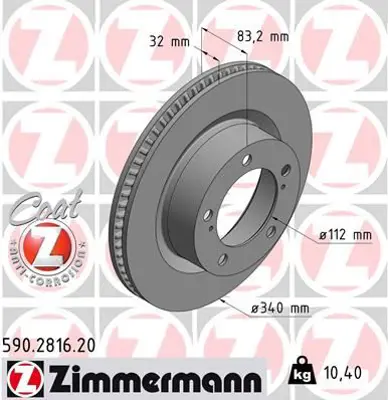 ZIMMERMANN  590.2816.20 Fren Diski Ön Land Cruiser 2007 > 0986479r29-Df6239s 4351260180