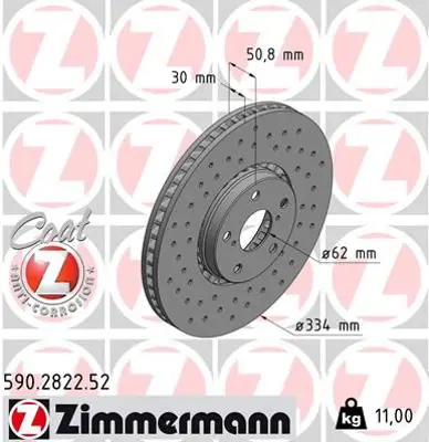 ZIMMERMANN  590.2822.52 Fren Disk (Delikli) 986479433-Df4855s 43516 22010