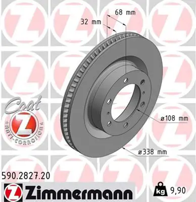 ZIMMERMANN  590.2827.20 Ön Fren Diski 4 Runner V-Land Cruiser 0986479a65-Df7880s 4351260190 4351260191 4351260191