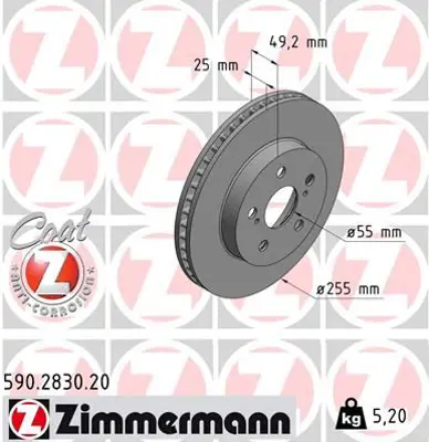 ZIMMERMANN  590.2830.20 Fren Diski 0986479f72 4351247060