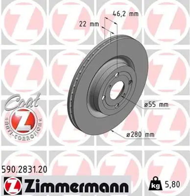 ZIMMERMANN  590.2831.20 Fren Diski Yaris 9.86479e+042 435120D210