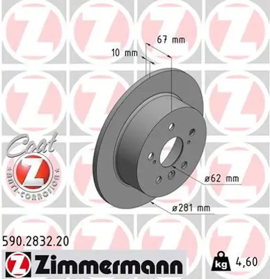 ZIMMERMANN  590.2832.20 Fren Diski 0986479w38-Df6760 LEX4243106120 LEX4243133150