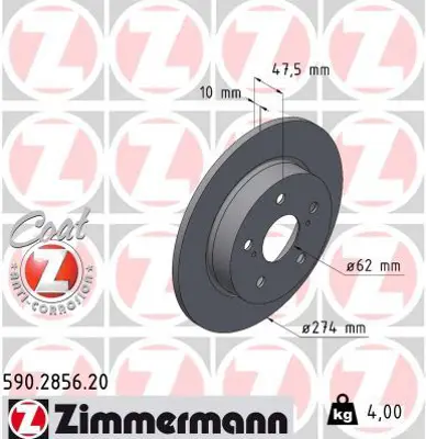 ZIMMERMANN  590.2856.20 Fren Disk T044650247
