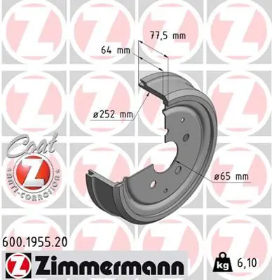 ZIMMERMANN  600.1955.20 Fren Disk Db4080 211609615