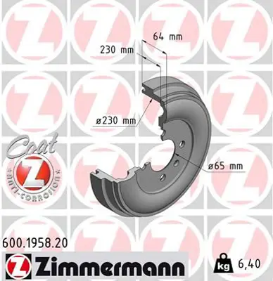 ZIMMERMANN  600.1958.20 Fren Kampanasi [230 / 64 Mm]  986477036-Db4278 191609617A