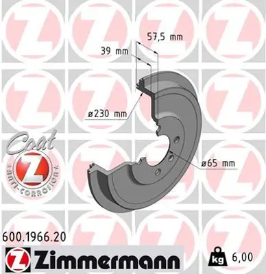 ZIMMERMANN  600.1966.20 Fren Kampanasi - [230 / 39 Mm]  986477194-Db4300 6K9609617