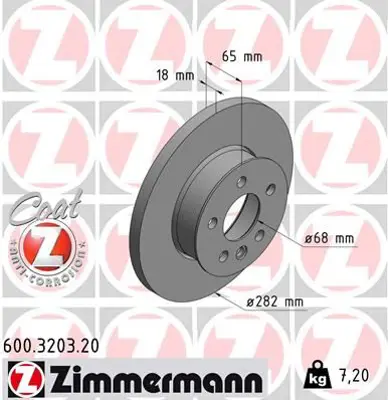 ZIMMERMANN  600.3203.20 Ön Fren Aynasi Vw Transporter T4 1.8-1.9d-Td-Tdi-2.0-2.4d-2.5tdi (90-97) (15 Jant) 986478613-Df2665 701615301E