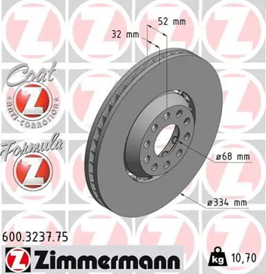 ZIMMERMANN  600.3237.75 Fren Disk 3B7615301 3B7615301A 3B7615301B