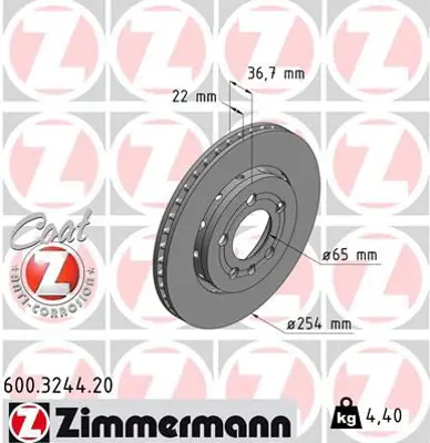 ZIMMERMANN  600.3244.20 Fren Disk 6R0615601A