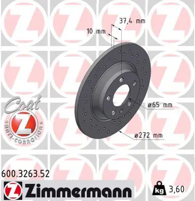 ZIMMERMANN  600.3263.52 Fren Disk (Delikli) 2Q0615601G