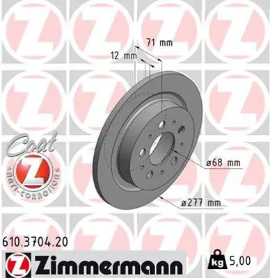 ZIMMERMANN  610.3704.20 Arka Fren Diski  Volvo V90 Estate 97>98. 272301 2723013
