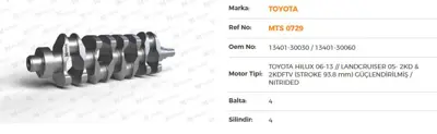 MOTUS 0729 Krank 06-15 Hılux-Land Curıser 2.5 -2kdftv- 1340130030