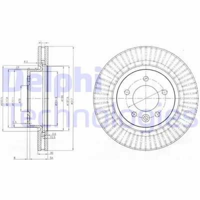 DELPHI 1987432318 Fren Diski (Tekli Paket) - Boyali. Delikli Ön Land Rover Discovery. Range Rover Sport 11/2004 > 07/2 013 SDB000601 DDF1430C1 6047901 NBD1344 812017121 314026 DDF1430 BG9006 9887330 ADJ134310