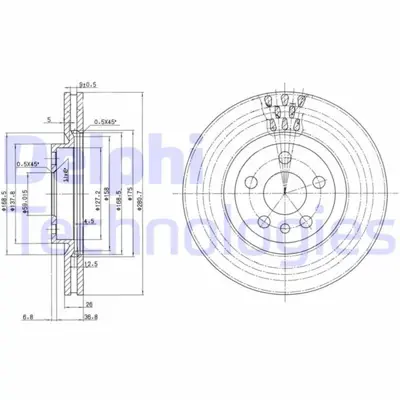 DELPHI 1987474576 Ön Fren Diski Citroen Jumpy I 99>06 Peugeot Expert 96>06 P806 94>02 Fiat Scudo 96>06 (281x43.5x26) 230236420 8418151A 853010204 180300852 DF601820 6043200 186644 LVBD793 WN842 1317651080