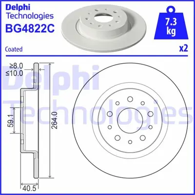 DELPHI 1987477225 Arka Fren Diski Fiat Egea 15> 500l 12> (264x10x40) 51914664 202369 6155800 8946061 DBC435S 52067391 BD0593 24011003931 52026321 2155230038PD