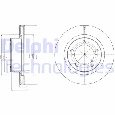 DELPHI 1987477523 Fren Diski (Tekli Paket). Delikli Ön Toyota Landcruiser 01/2008 > 4351260180 DF1388 DI2011 MDC2287 BDC5877 9A96610 6151710 1421502 17983 ADT343260