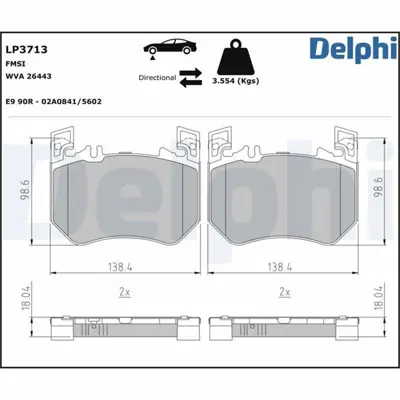 DELPHI F026400356 Fren Balatasi On Mercedes W214 C236 A236 S214 X254 C254 W223 A0004203603 A0004200604 P1853300 4203603 2195300 4200604