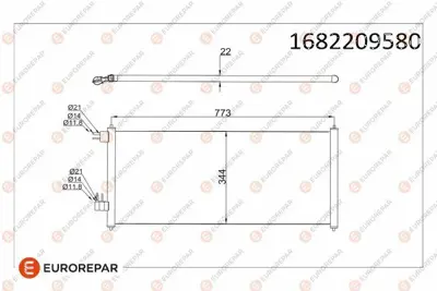 EUROREPAR G3-827 Klima Radyatörü Connect 02>14 1.8 Tdci 75-90-110ps 2T1H19710AB SKCD0110399 4488406 2T1H19710AC 170160021 8053025 1223628 35681 AC689000P FDA5361