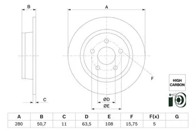 Bosch 48145 Arka Fren Disk Ayna Connect 14> KV6C2A315AB 2279492 7155230039PD 1422136 250570720 KV6C2A315BC 92326403 KV6C2A315AC 355133741 2279491