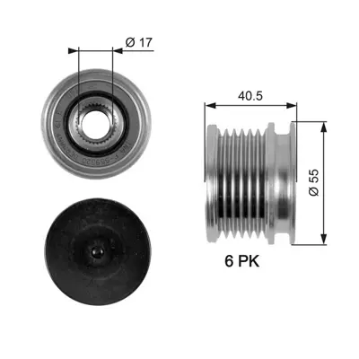 GATES 9210 Alternator Kasnagi Mercedes W203 W210 W220 W639 B901>b906 A6111550715 6111550315 A6111550315 5117591AA 6111550715 55170 VKM03828 OAP7057 A6111550515 6111550515