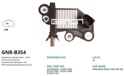 GENON 112 912 12v Mercedes A160-A180-B160-B180-Cla180 1.5 Dci-E200-E250 2.0-Porsche (Lin) VR B843