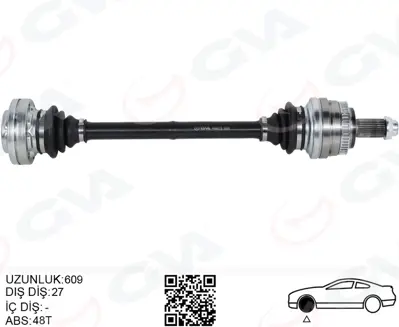GVA 197764 Komple Aks Arka Sağ/Sol Bmw E36 E46 (Abs'Li )(609mm) 33211227585 33211229707 33217530965 300694 205051 205007 24467 33211227404 22000 33211226905