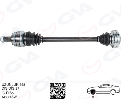 GVA 197775 Komple Aks Arka Sağ Bmw E81 E87 E82 E88 E90 E91 E92(658mm) 33217547076 BM163 24132 AB255AN BM1163 24131 AB255A B1163 3342400 882663