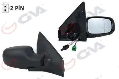 GVA D0007 Diş Dikiz Aynasi Sağ Megane (03-08) Mekanik+ Konveks+sensörlü+ Convex 2 Fiş Vm-138sr 7701054686 6134228 6138228 60411022 3280087 E2004 PMG3127M02 E2002 RN4207123 10625802