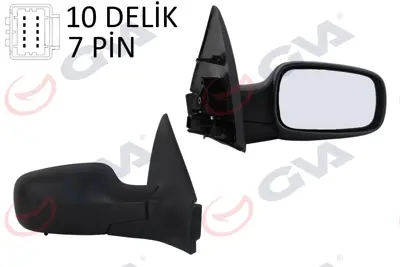 GVA D0011 Diş Dikiz Aynasi Sağ Megane 02> Elektrikli+isitmali+sensörlü+siyah Kapak+konveks  7 Fiş Vm-138ehsr 7701054688 54324 RN4207323P RN4207323 54324091 6136228 3280091 3881 7701054690 4327808
