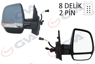 GVA G1099 Diş Dikiz Aynasi Sağ Doblo 11> Opel Combo D 12>18 Mekanik+sinyalli+astarli+çift Cam+konveks  Vm-669pr 1426597 1428577 1426593 735497873 1152M02 9255929 71765378 95511523 71765380 735646208