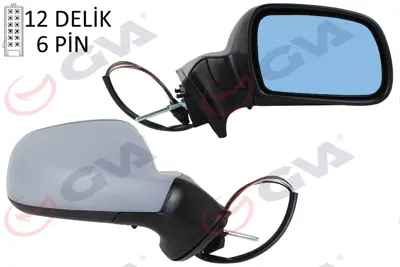 GVA G7502 Diş Dikiz Aynasi Sağ 407 05> Elektrikli+isitmali+sensörlü+astarli+mavi Cam+konveks  6 Fiş Vm-204ehpsr 8149VA 10613802 PG0617323 4119 48577021 34640193 6126740 3260081 3461113C 55371042