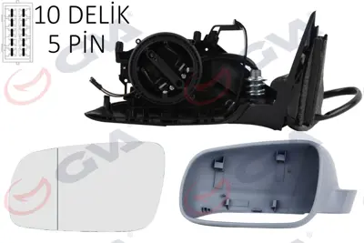 GVA G8803 Diş Dikiz Aynasi Sol Passat 97> Elektrikli+isitmali+astarli+konveks  5 Fiş Vm-189al 351990200280 6125127 9953 3B185750701C 521 3B1857507K01C 3B0857537BGRU 6125070 7026 10445801