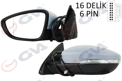 GVA MR976 Diş Dikiz Aynasi Sol Jetta 11> Elektrikli+isitmali+sinyalli+astarli+asferik  7 Fiş Vm-6381ehpal 5C7857507B E3233 3370232 6139181 VG5227324 VG5227324P 3C8857521 5C7857507Q 3C8949101D 3C8857537
