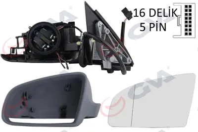 GVA R1064 Diş Dikiz Aynasi Sol A4 01> Elektrikli+isitmali+astarli+asferik  5 Fiş Vm-009ehal 8E0857507B 1017425 TYC3020016 6127503 8E1858531A01C PMG0215M01 E1671 8E0857535E 54510429 8E0857507BGRU