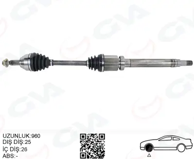 GVA R18416 Ön Aks Komple Sağ Transit Connect 1.8 Tdci 02>14 75-90-110ps (960mm) 2T143B436AH 170843 2T143B436AC 2T143B436AE 2T143B436AG 24766 2T143B346CC 9T193B436AA 121008 1804605