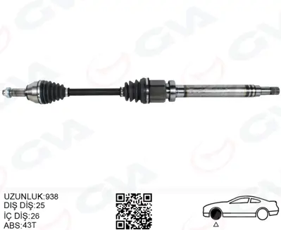GVA R18440 Ön Aks Komple  Sağ Ford Fiesta 1.4 08>16 Bnzl.Otomatik 4f27e 8V513B436DC 1840190 1716540 8V513B436DA 1805655 1521776 8V513B436DD T68422 8V513B436DB RM8V513B436D2D