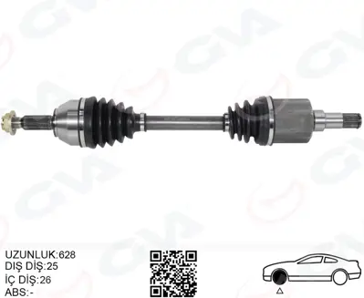 GVA R18441 On Aks Komple Sol Transit Connect 1.8 Tdci 02>14 75 -90-110ps  (628mm) 4490558 2T143B437CD 2T143B437CE 1451466 AXP1010 170372 CV16057 DS21069 2T143B437CB 170842